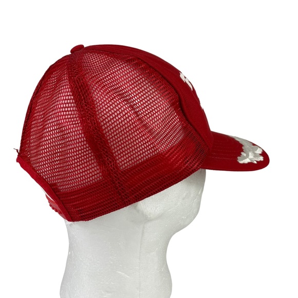 Vintage Firestone USA Made SnapBack Trucker Hat Embroidered Bill Red White Crisp - Picture 5 of 16